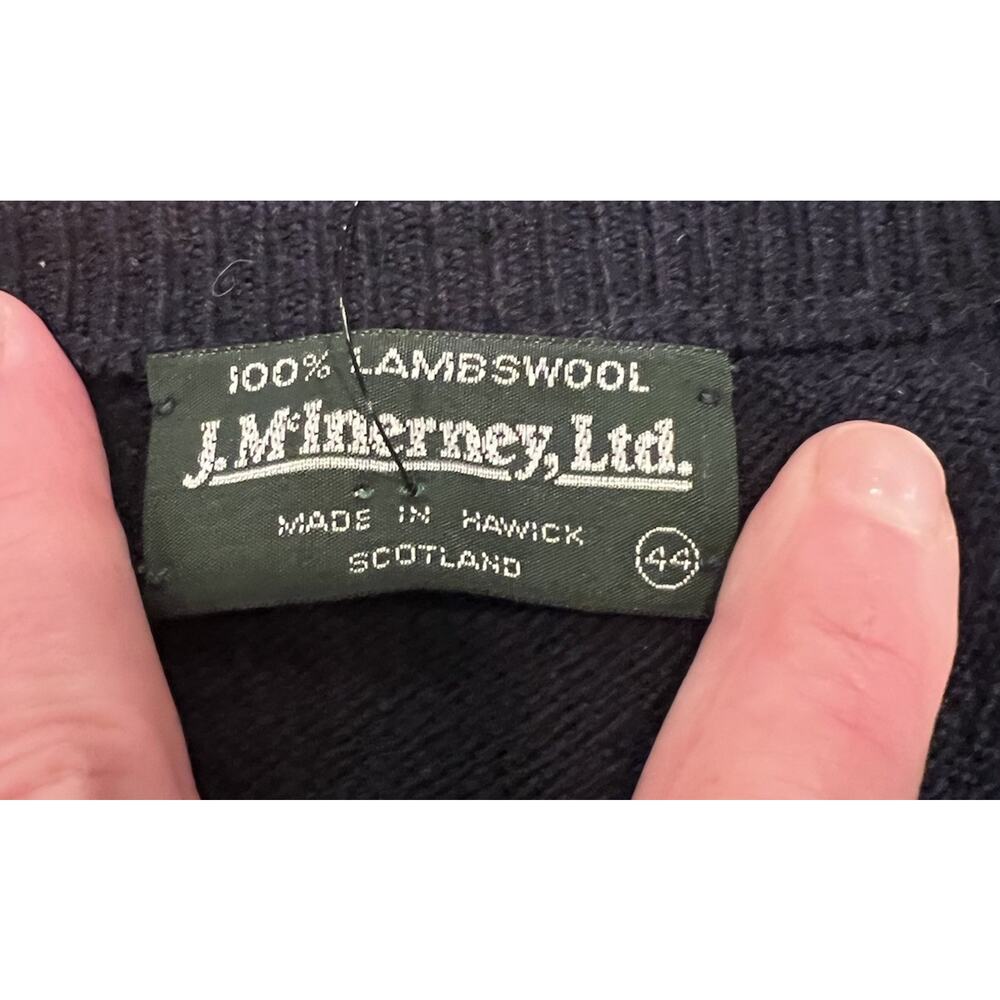J.McInerney Ltd Mens 100% Lambswool Crew Neck Sweater Size 44 Geometric Scotland